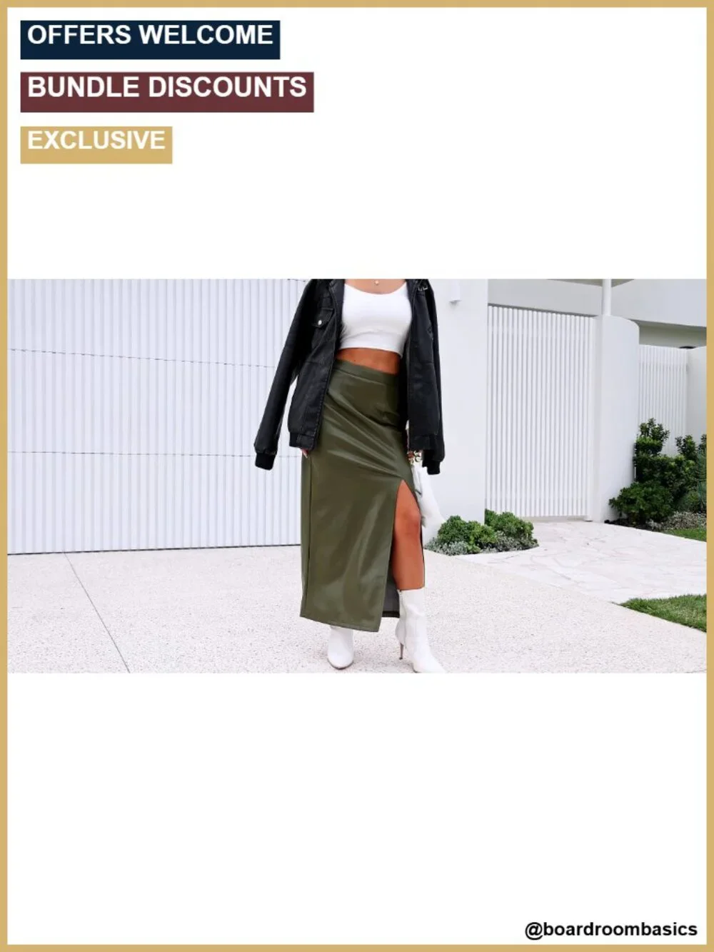 Faux Leather Bodycon High Waisted Maxi Pencil Skirt with Side Slit